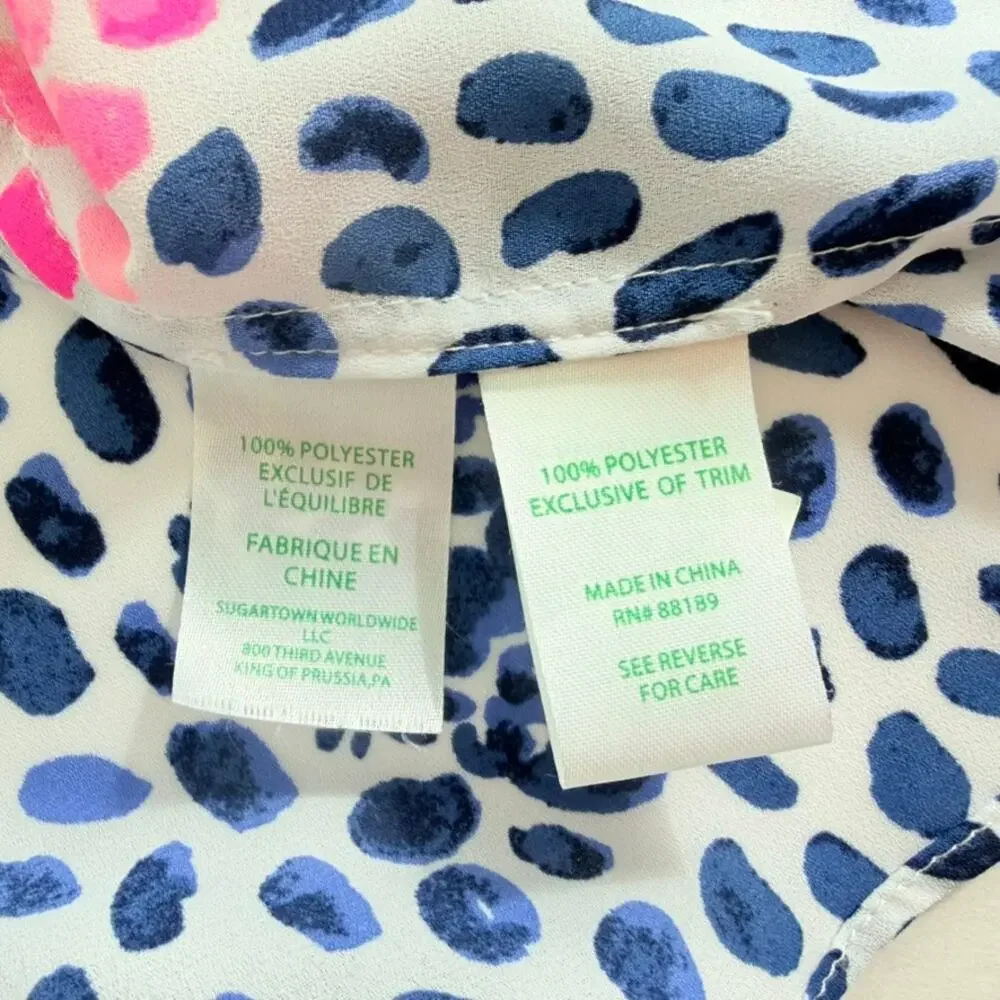 Lilly Pulitzer Marilina Tunic Top Size Medium Neon Raz Pink Blue Fish Print - Picture 6 of 7